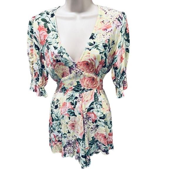 Floral Romper Ana Faithful the Brand Anthropologie Flower Print x-Small US sz 2 - Picture 3 of 10